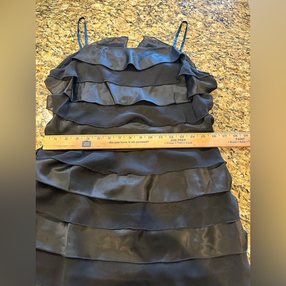 Adrianna women’s black tiered ruffle 100% silk y2k spaghetti strap dress sz 10 - Picture 3 of 7
